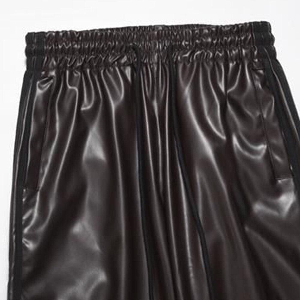 Straight Casual Leather Pants - VONVEX