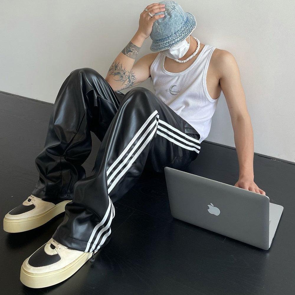Straight Casual Leather Pants - VONVEX