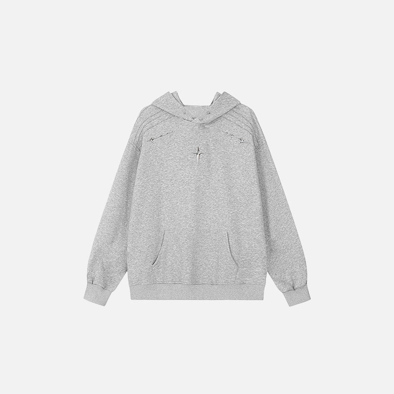 Loose Stellar Cross Hoodie  gray M  - VONVEX