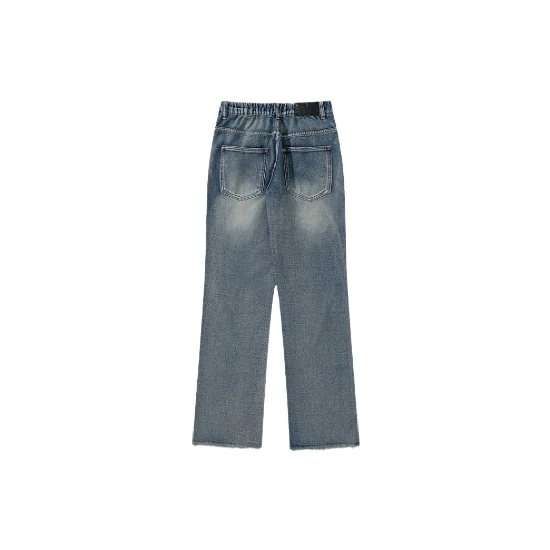 Flame Embroidery Denim Jeans     - VONVEX