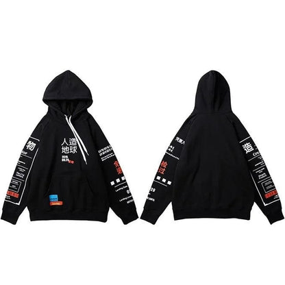 Kanji Hip Hop Graffiti Hoodie  Black M  - VONVEX