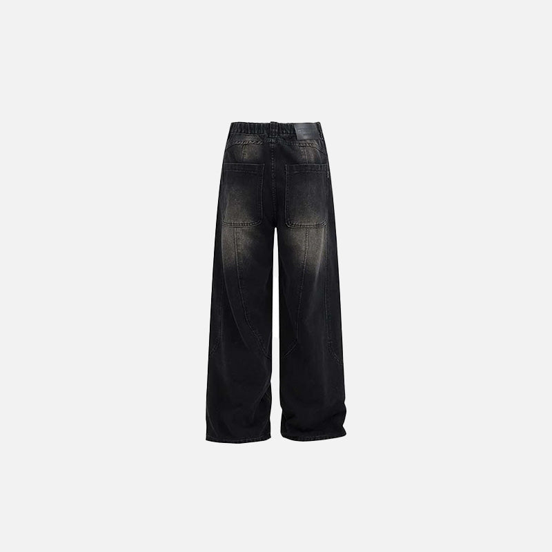 Curved Seam Wide-Leg Jeans     - VONVEX