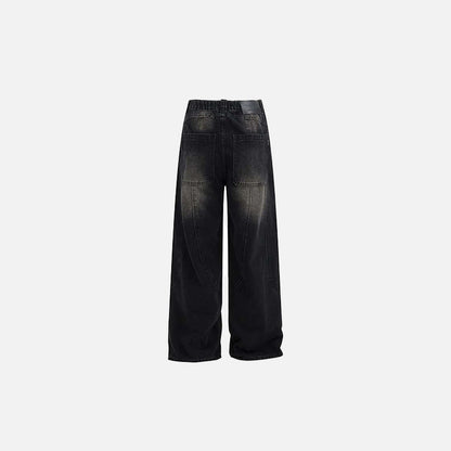 Curved Seam Wide-Leg Jeans     - VONVEX