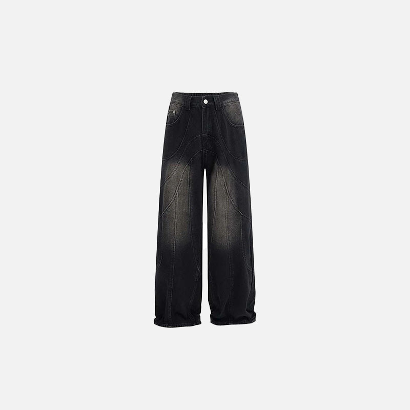 Curved Seam Wide-Leg Jeans  black S  - VONVEX