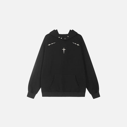 Loose Stellar Cross Hoodie  black M  - VONVEX
