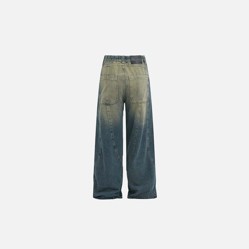 Curved Seam Wide-Leg Jeans     - VONVEX