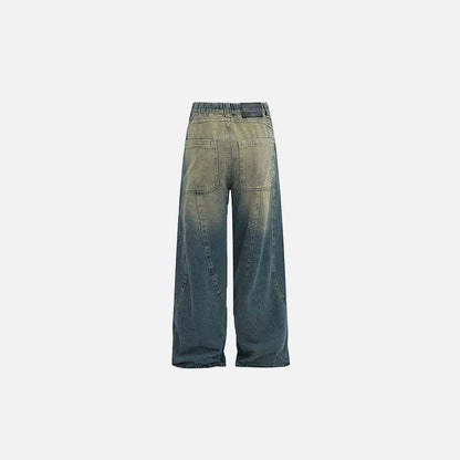Curved Seam Wide-Leg Jeans     - VONVEX