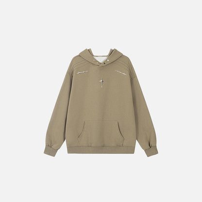 Loose Stellar Cross Hoodie  khaki M  - VONVEX
