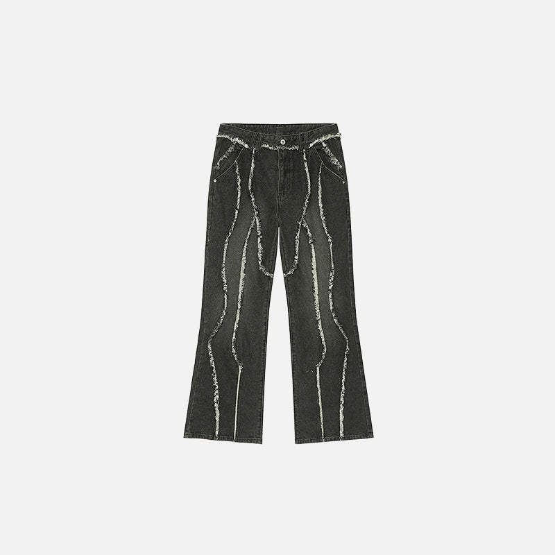Wave Stitch Denim Jeans  Blue S  - VONVEX