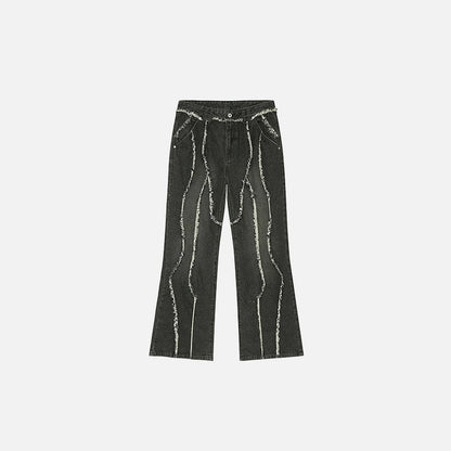 Wave Stitch Denim Jeans  Blue S  - VONVEX