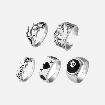 Vintage Soul 5-Piece Rings     - VONVEX