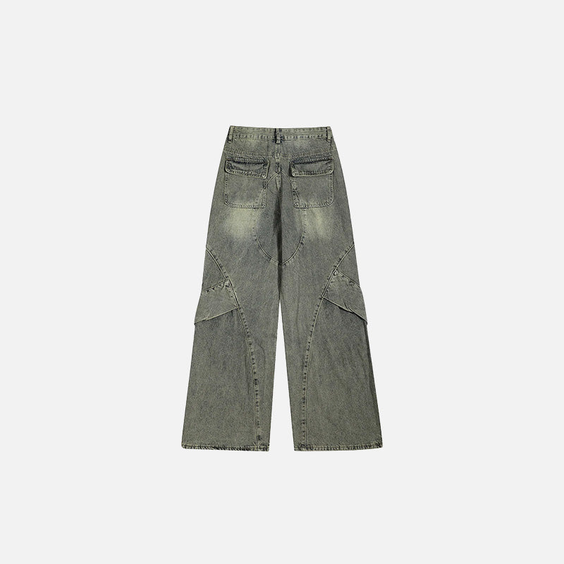 Urban Patchwork Wide-Leg Jeans  Blue S  - VONVEX