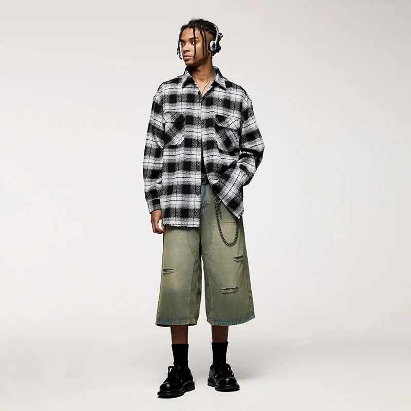 Greyish Black Loose Shacket     - VONVEX