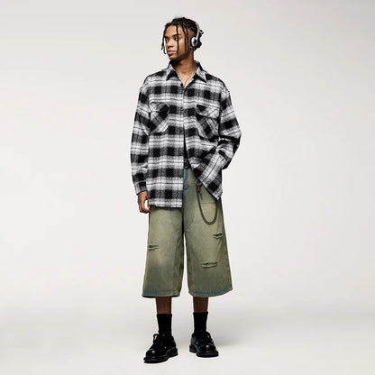 Greyish Black Loose Shacket     - VONVEX