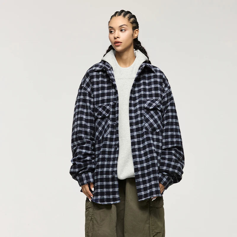 Plaid Vibe Brushed Shirt     - VONVEX