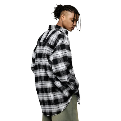 Greyish Black Loose Shacket     - VONVEX