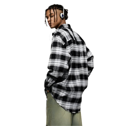 Greyish Black Loose Shacket     - VONVEX
