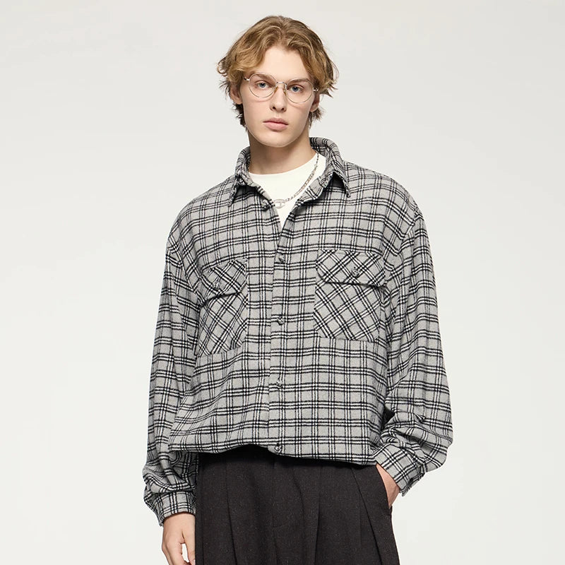 Plaid Vibe Brushed Shirt     - VONVEX