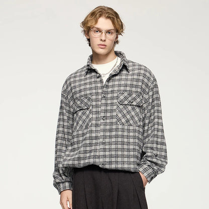 Plaid Vibe Brushed Shirt     - VONVEX
