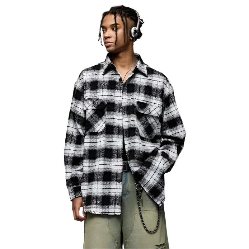 Greyish Black Loose Shacket     - VONVEX