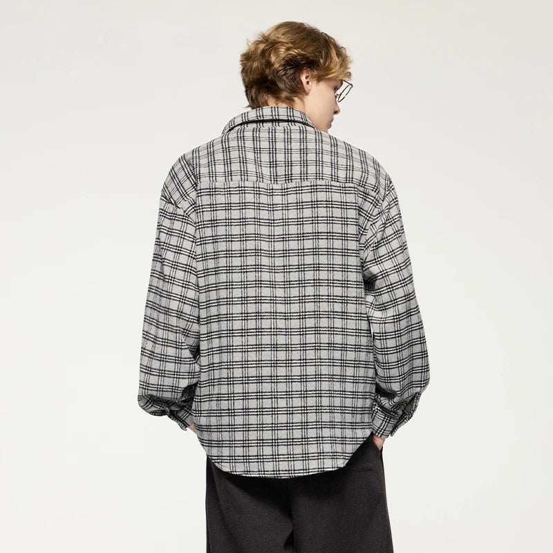 Plaid Vibe Brushed Shirt     - VONVEX