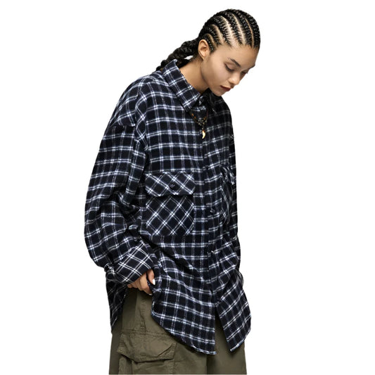Plaid Vibe Brushed Shirt     - VONVEX