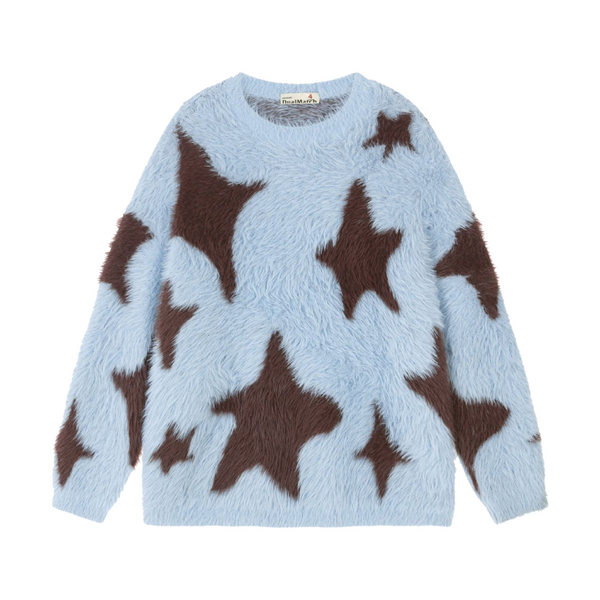 Fur Stars Knitted Sweater     - VONVEX
