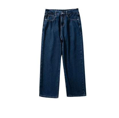 Solid Straight-leg Denim Pants     - VONVEX