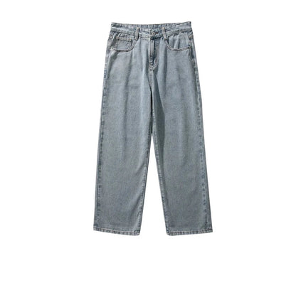 Solid Straight-leg Denim Pants     - VONVEX