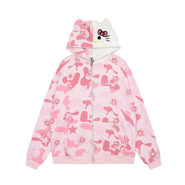 Hello Kitty Camouflage Hoodie     - VONVEX