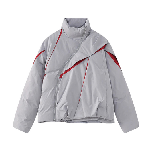 Irregular Padded Sliced Puffer Jacket     - VONVEX
