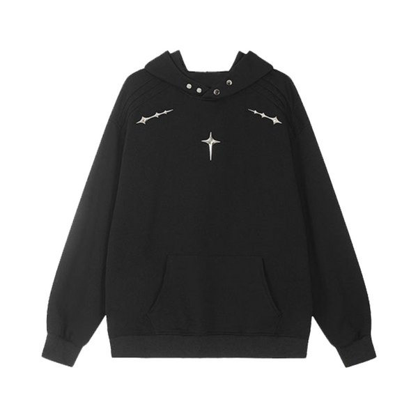 Loose Stellar Cross Hoodie     - VONVEX