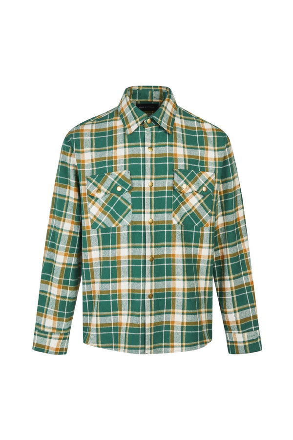 Carohat Blue Striped Shacket  Green Lattice M  - VONVEX