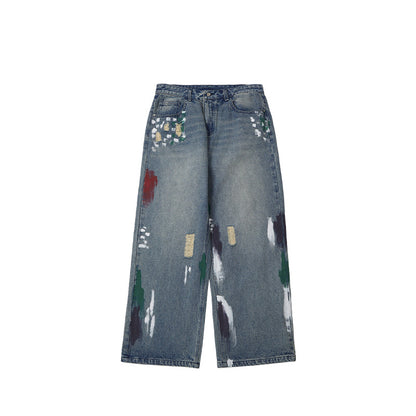 Street Worn Wide Leg Jeans Blue 28 - VONVEX