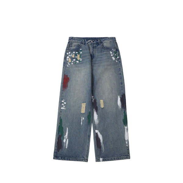 Street Worn Wide Leg Jeans Blue 28 - VONVEX