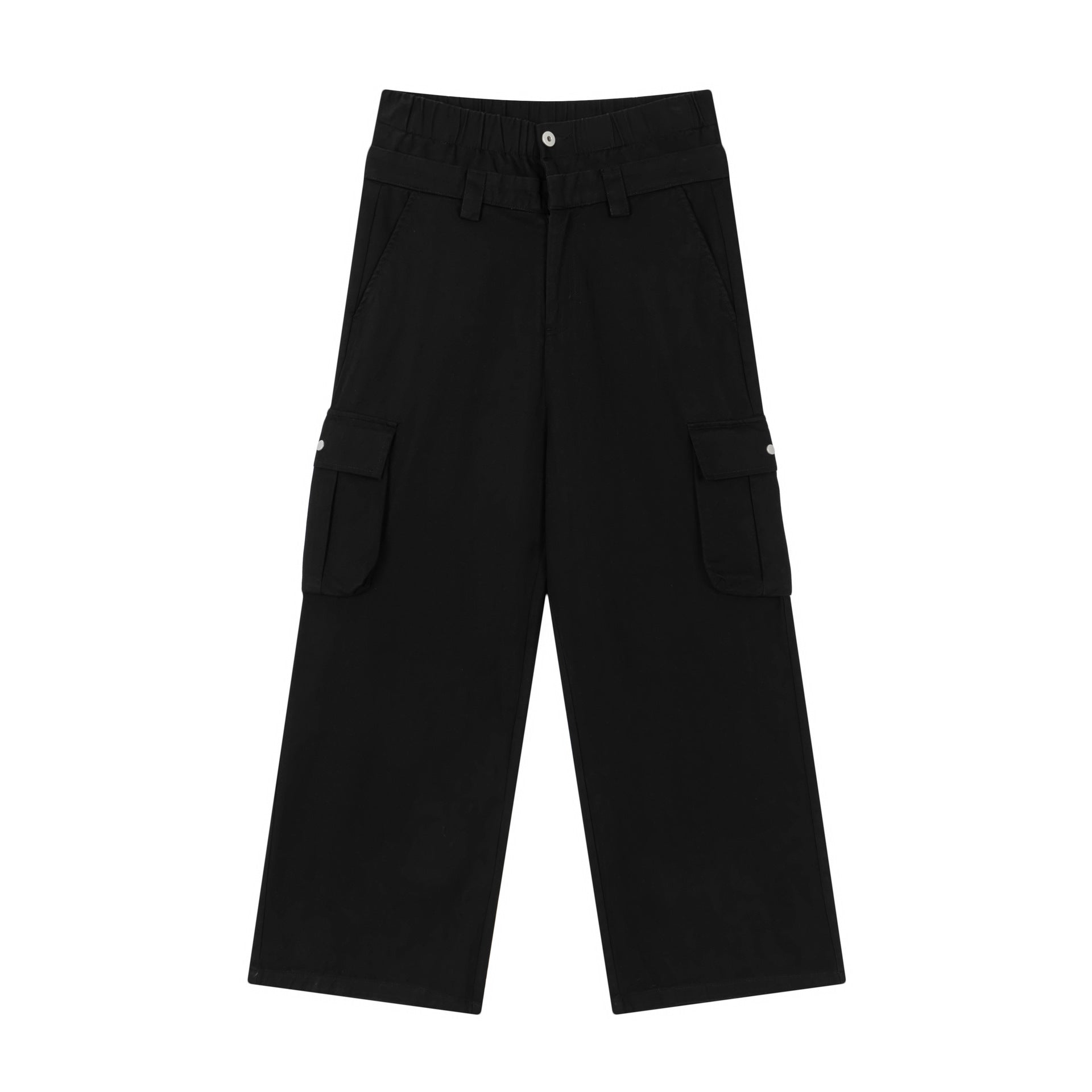 Retro Double Waist Camouflage Cargo Pants  Black M  - VONVEX