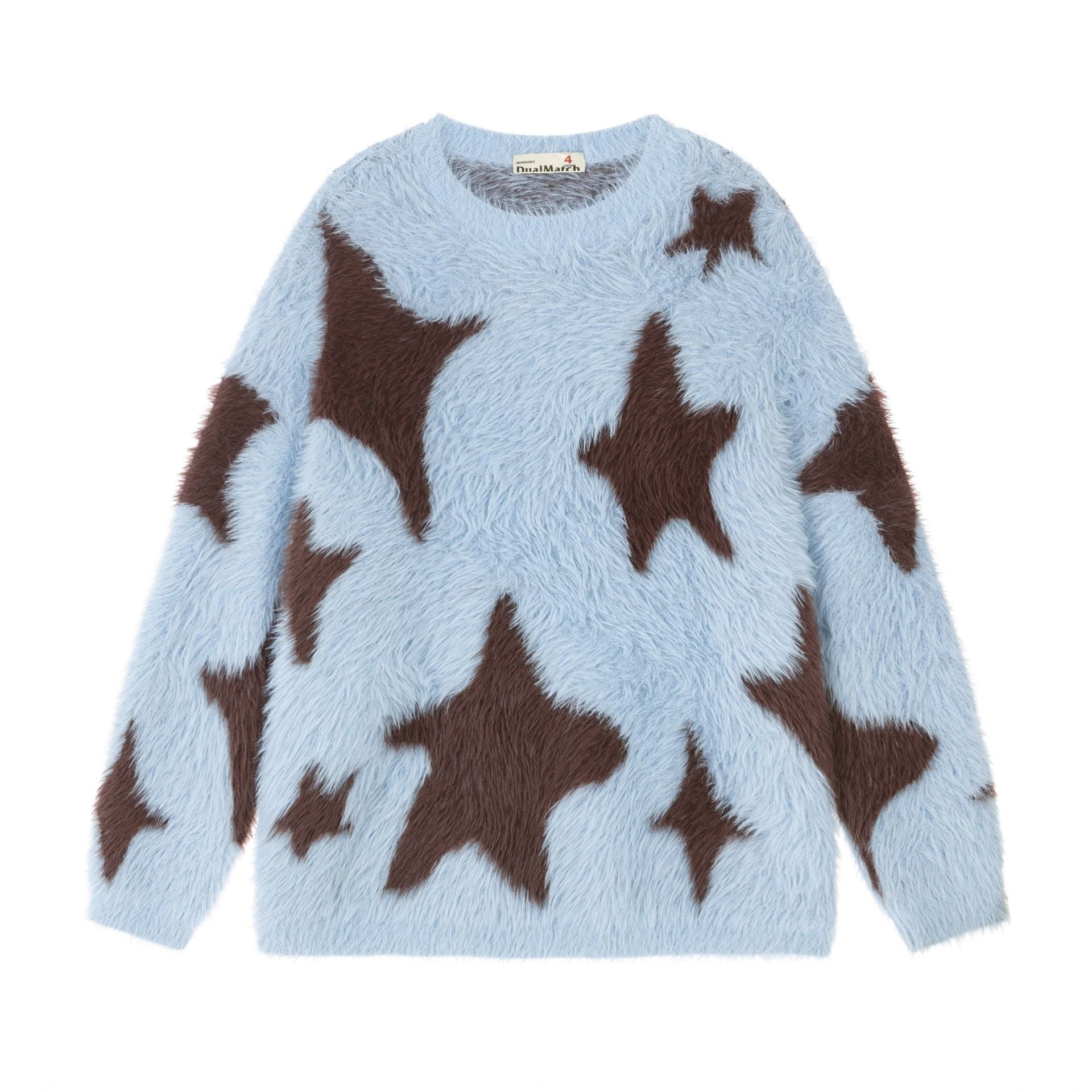 Fur Stars Knitted Sweater  Blue M  - VONVEX