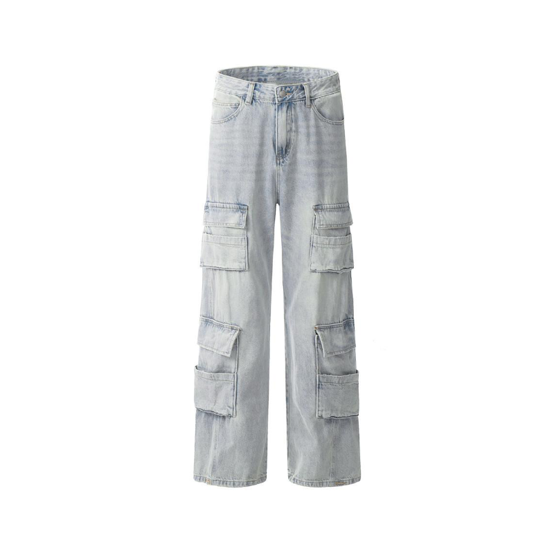 Punk Denim Cargo Pants     - VONVEX