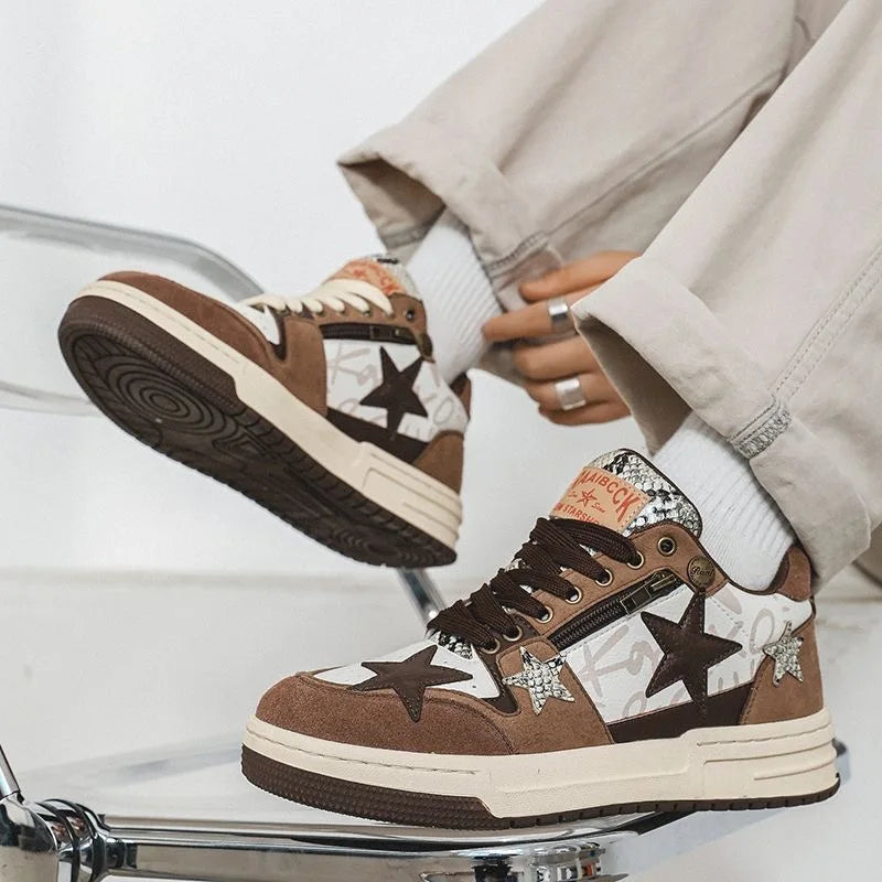 Brown Star Sneakers     - VONVEX