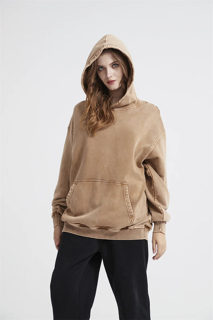 Heavyweight Washed Urban Hoodie     - VONVEX