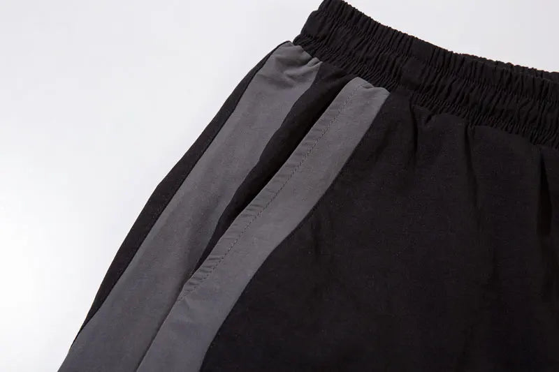 Vintage Black Gray Patchwork Pants     - VONVEX