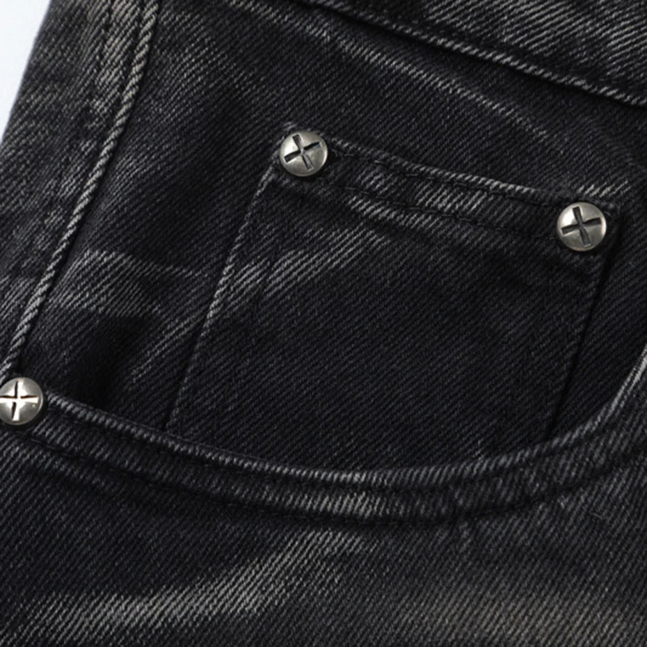 Crisscross Denim Jeans     - VONVEX