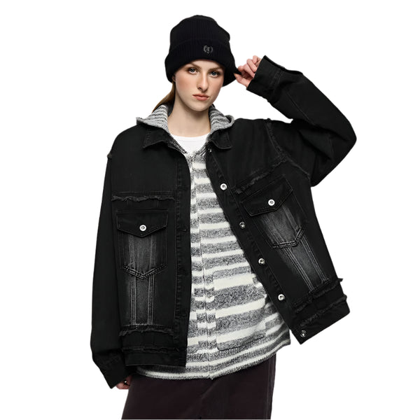 Frayed Bleached Denim Short Jacket M - VONVEX
