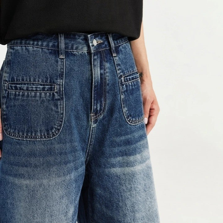 Retro Multi Pockets Denim Shorts     - VONVEX