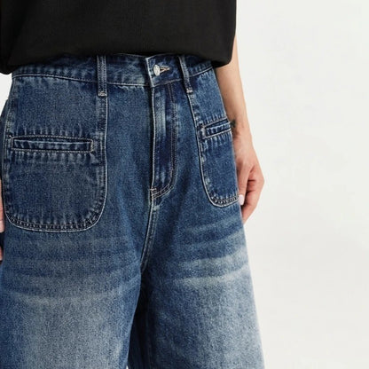 Retro Multi Pockets Denim Shorts     - VONVEX