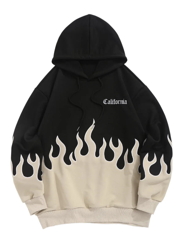Sunset Blaze Embroidered Hoodie  Light Coffee S  - VONVEX