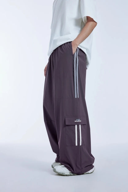 Retro Patchwork Wide-Leg Cargo Pants     - VONVEX