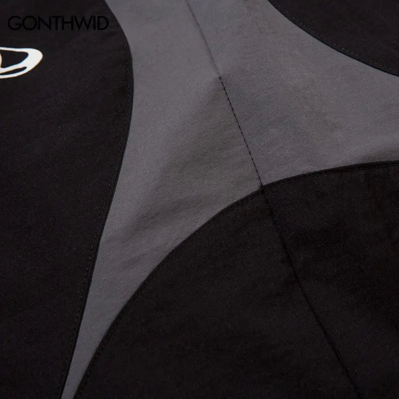 Vintage Black Gray Patchwork Pants     - VONVEX