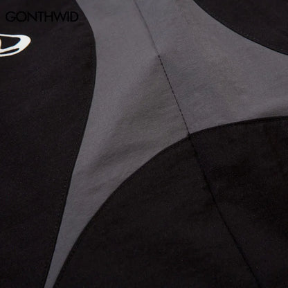 Vintage Black Gray Patchwork Pants     - VONVEX