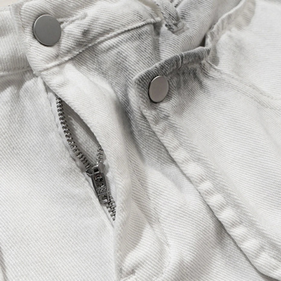 Tech Utility White Cargo Jeans     - VONVEX